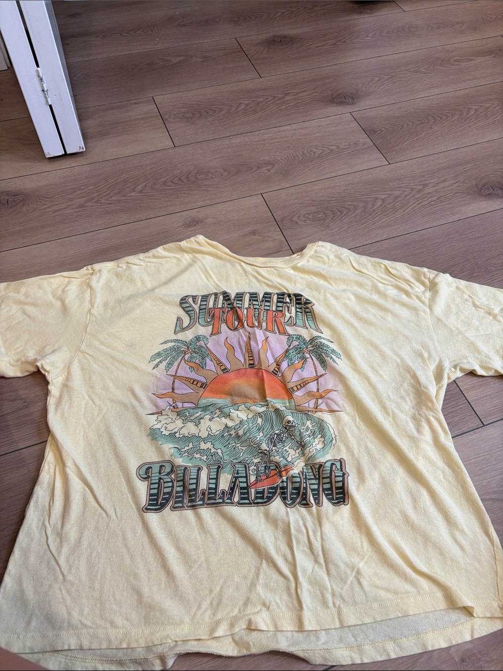 Billabong Yellow Graphic Summer Tour Tee with Sunset Wave Art